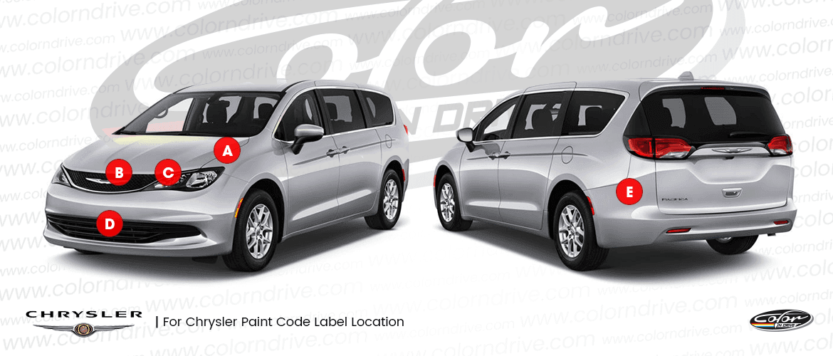 CHRYSLER paint code label location diagram